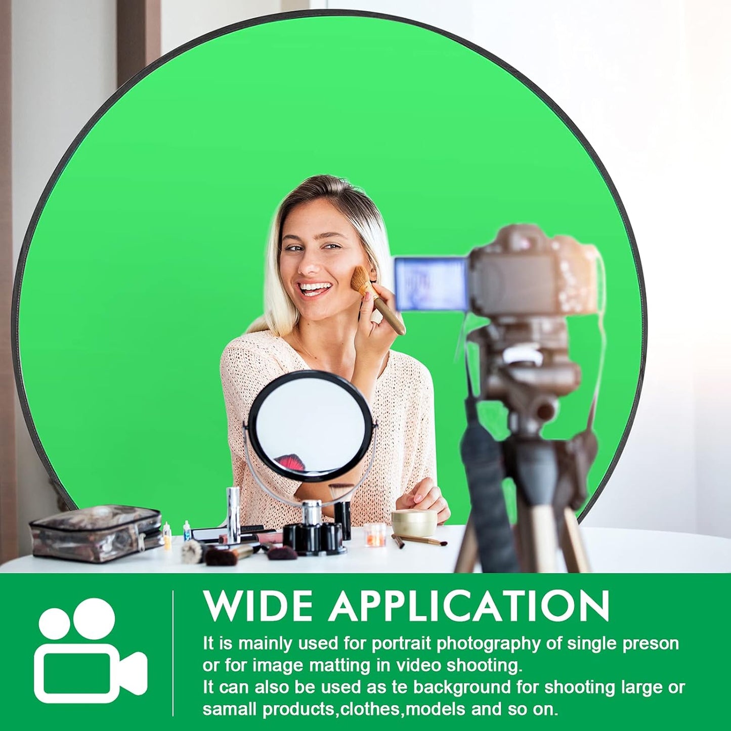 Portable Green Screen Chair, 57 in Greenscreen Backdrop with Stand Double Sided Foldable Green Background, Chroma Key, for Photography Streaming Gaming Photo Zoom Video Chats and Meeting