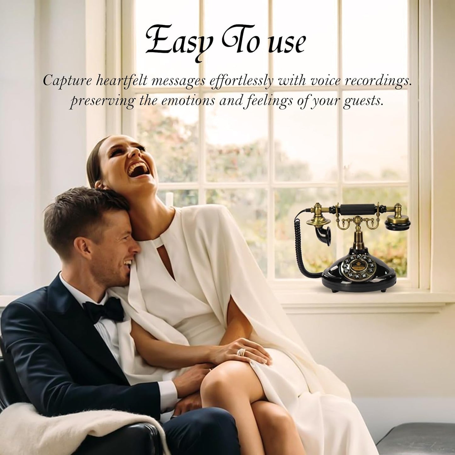 Audio Guest Book Wedding Phone,Audio Guestbook Phone Vintage Style Audio Message Voicemail for Graduation Retirement Party Birthdays Baby Shower Special Occasions (Black)