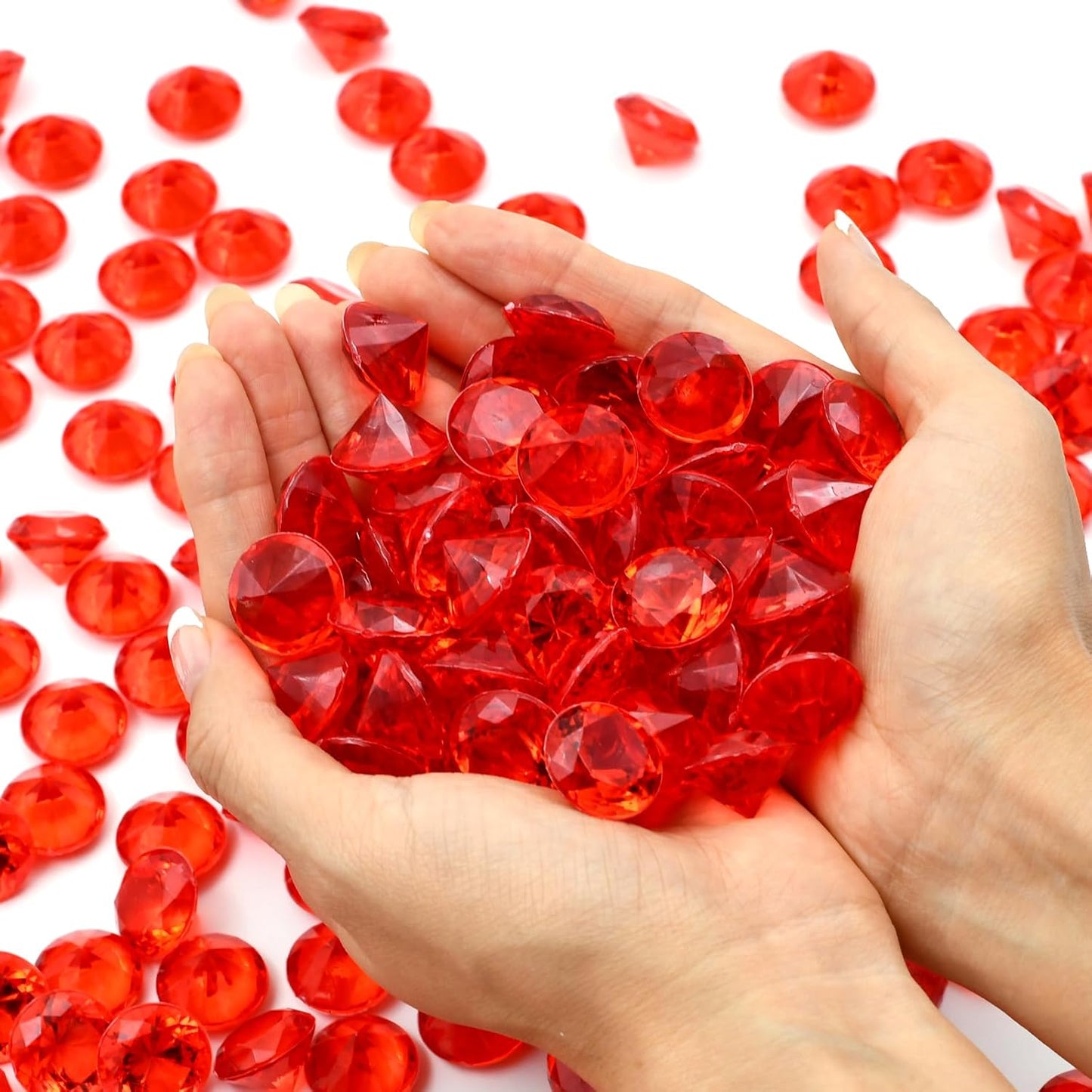 Fake Diamond Christmas Decoration, 280 pcs Red 20 mm Acrylic Diamond for Table Scatters Vase Fillers