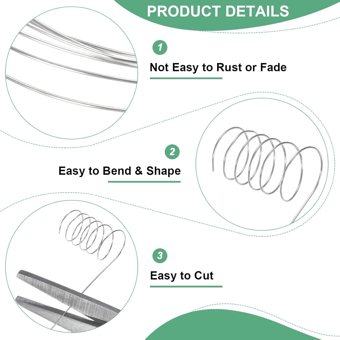 2-Rolls 0.3mm Jewelry Wire, 28 Gauge 328FT Craft Wire Copper Beading Wire for Jewelry Making/Planting/Weaving/DIY Crafting, Soft Metal Wires [100M, Silver White]