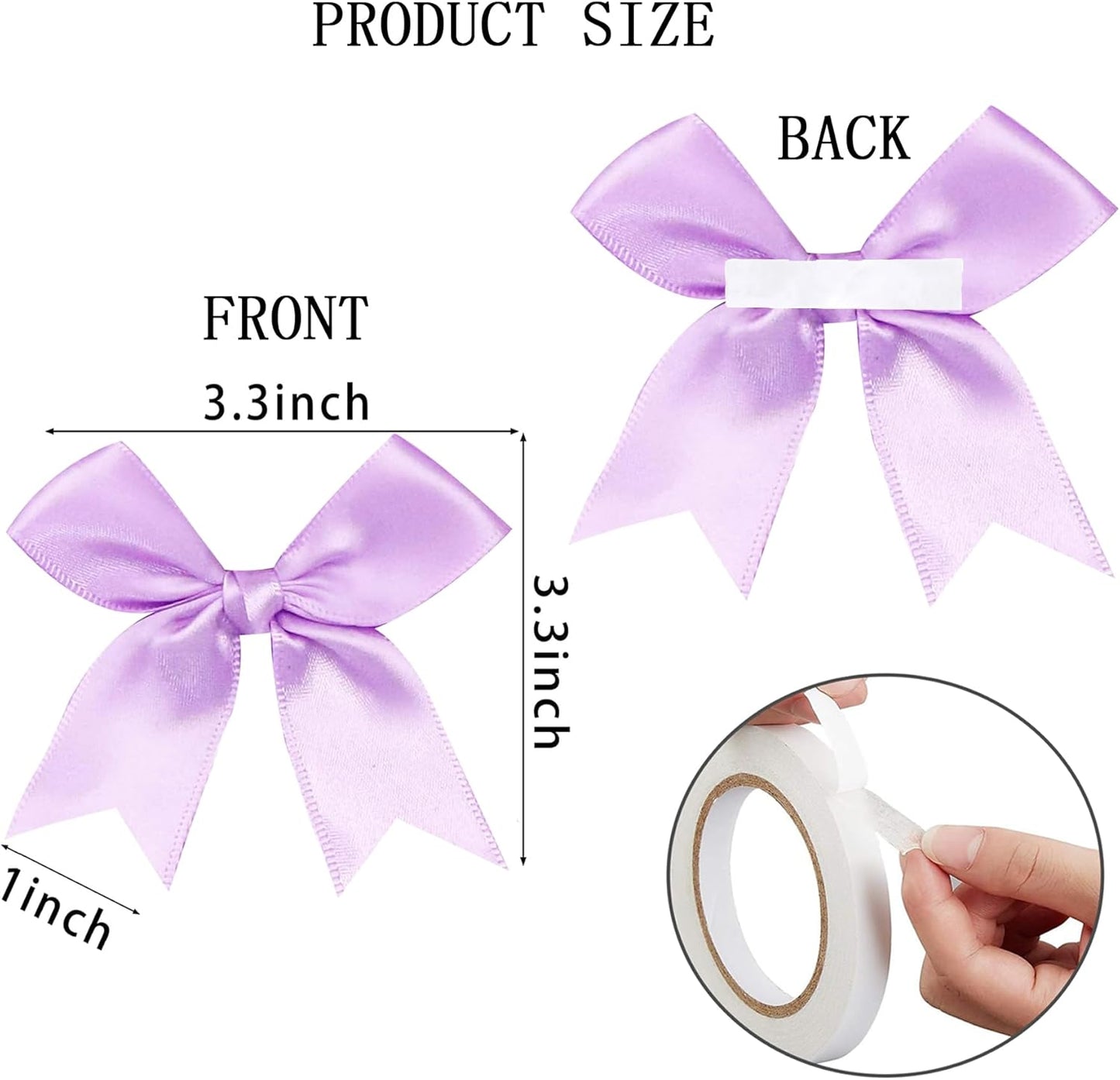 50 Pieces Gift Wrap Bows Premium Satin Ribbon Bows 3.3 Inch Craft Bows for Gift Wrapping DIY Treat Bags Holiday Gifts Bag Party Decorations, Wedding Decor Christmas Birthday Presents (Light Purple)