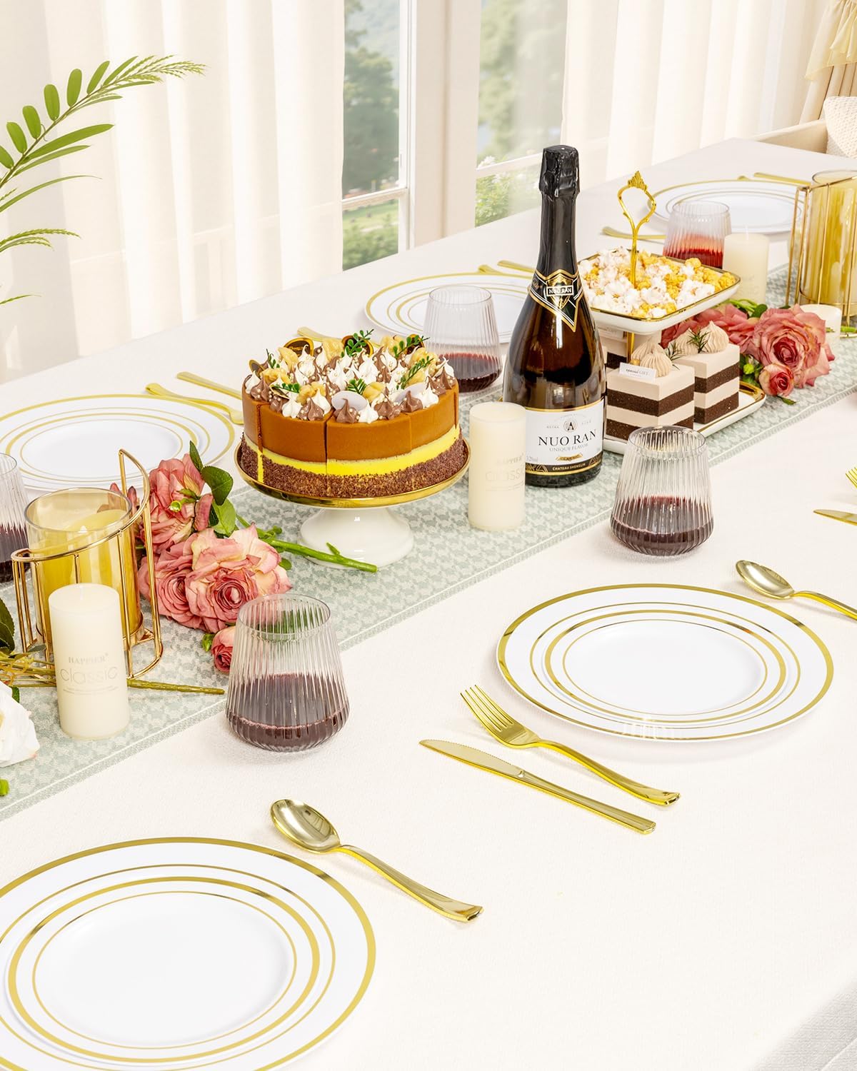 Goodluck 36 Pack 12oz Stemless Plastic Wine Glasses – Clear Ribbed Cups, Elegant Reusable Disposable Drinkware for Weddings, Parties, Bars, Indoor and Outdoor Events