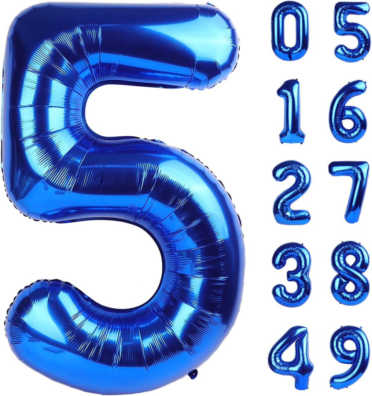 Big Mylar Navy Blue 5 Balloon 40 Inch, 5th Birthday Number Balloon Decorations, Men Boy 15 25 35 50 55 65 Birthday Numbers, Anniversary Party Supplies 2025 Foil Number Balloons