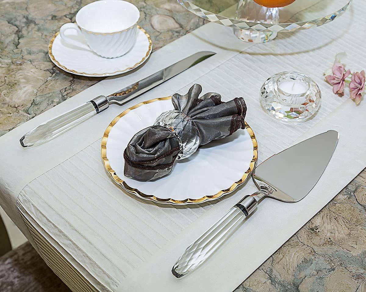 kitCom Crystal Napkin Ring Holders Set of 8, K9 Luxury Crystal Napkin Holder Rings, Diamond-Shaped Design, Napkin Buckles for Holiday Decor, Wedding, Christmas, Dinner Table, Thanksgiving (Pack of 8)