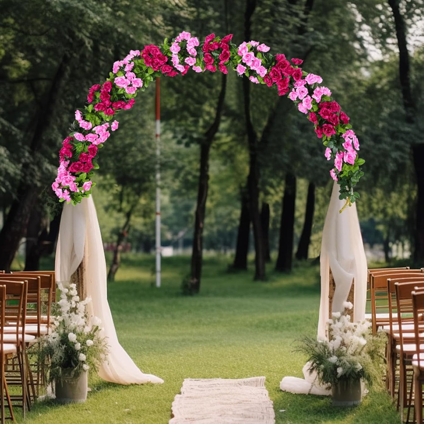 Floweroyal 6 Pack Artificial Flower Garlands 15.8FT Fake Rose Vines Silk Flowers Hanging Rose Ivy for Wedding Arch Party Home Garden Wall Decor (Fuchsia)