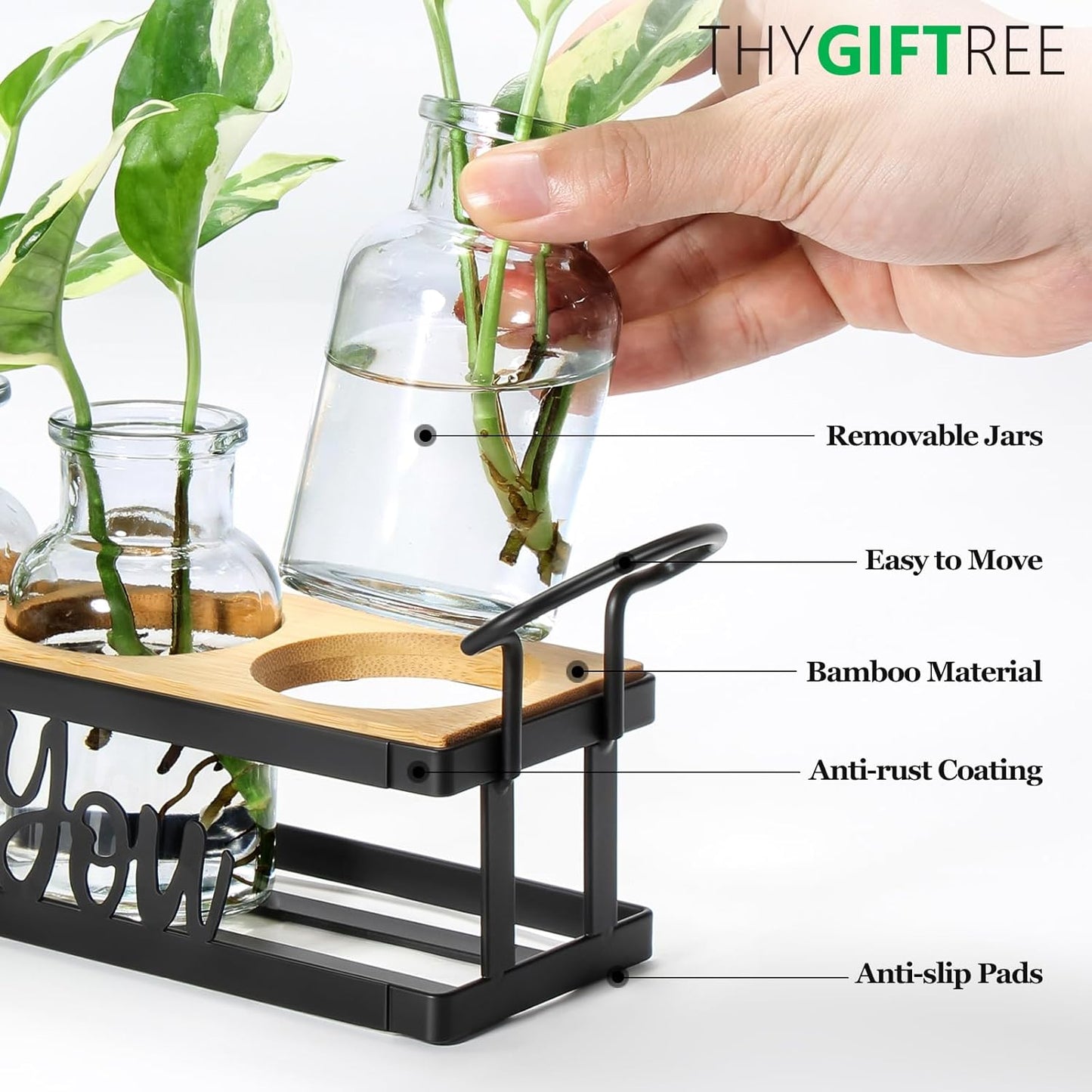 THYGIFTREE Plant Propagation Stations, Mothers Day Plant Lover Gifts for Mom Women Rooting for You Propagate Jars for Hydroponic Cuttings Propagating Vase
