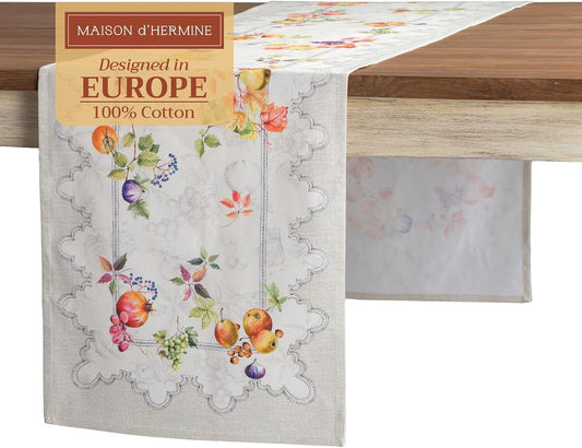Maison d' Hermine Table Runner 100% Cotton Single Layer Table Runners 72 inches Long for Thanksgiving Christmas Decorations Home Kitchen Dining Party Wedding (Fruit D'Hiver, 14.5" x 72")