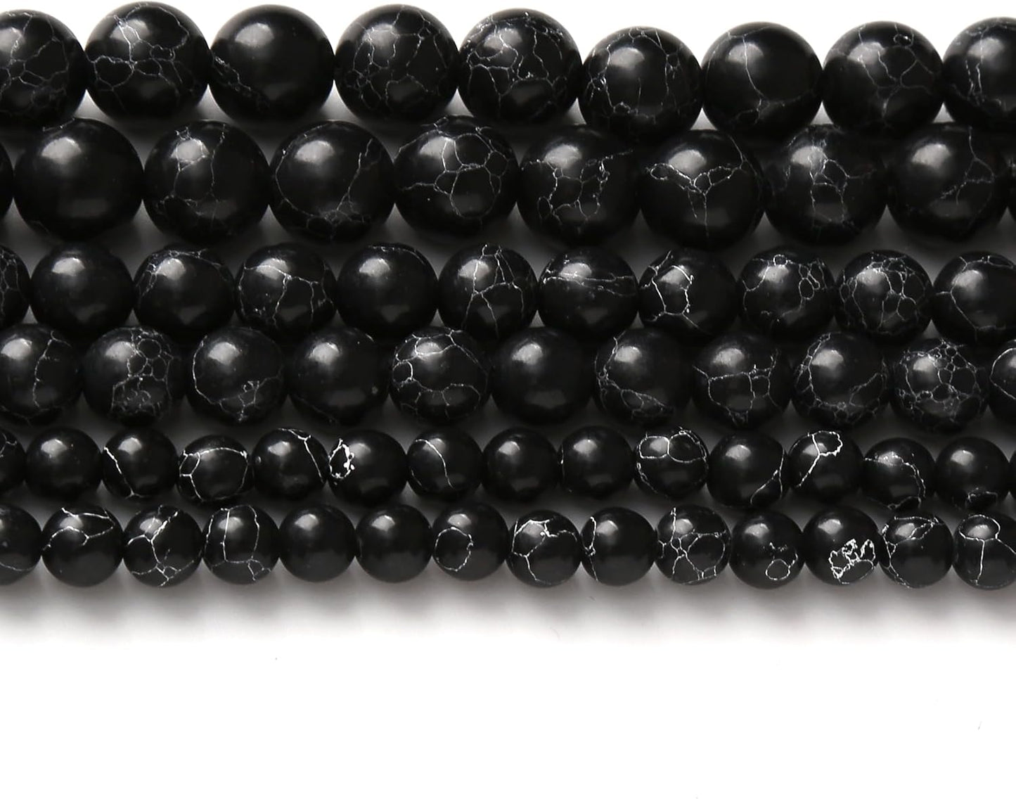 Black Turquoise Stone Beads 6MM Gemstone Round Crystal Energy Jade Beads for Jewelry Making DIY Bracelet Necklace Jewelry Making 1 Strand 15.5inch 60PCS 6MM