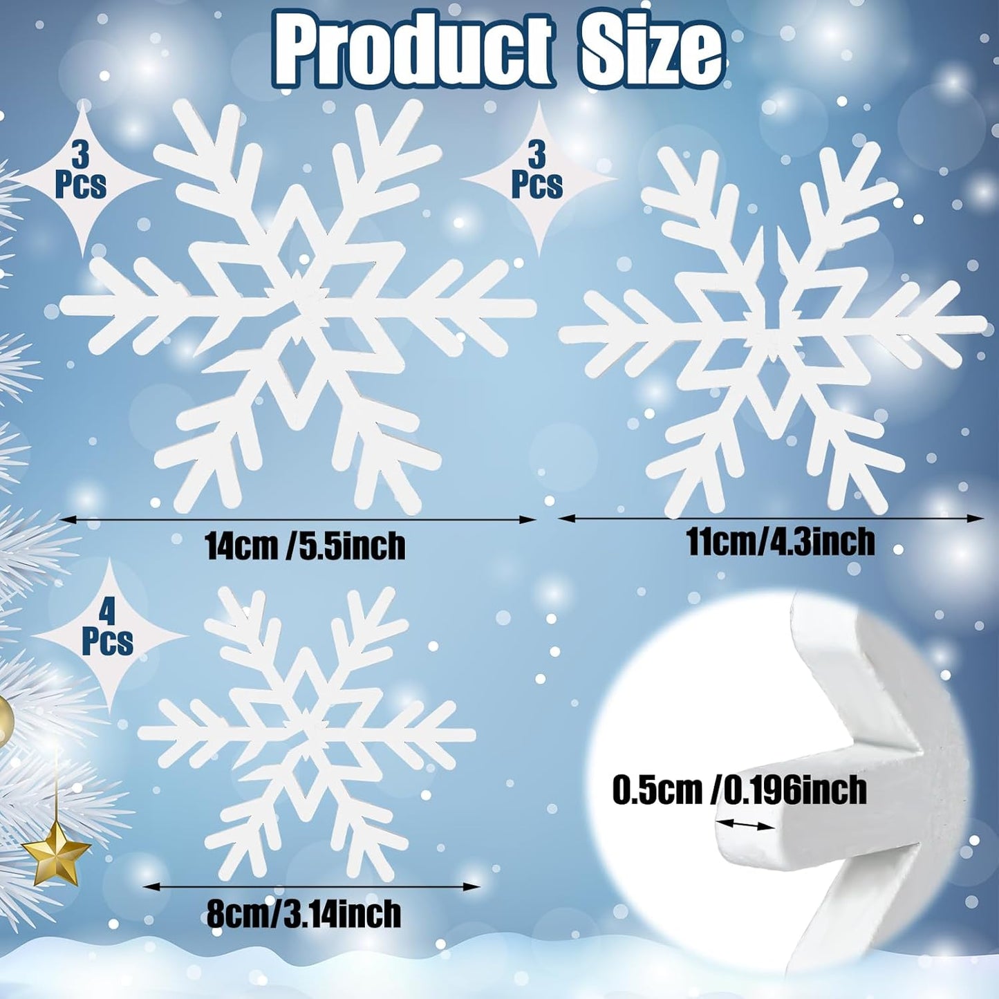 Qunclay 20 Pcs Wooden Snowflake Decorations 3D Snowflake Tabletop Decor Christmas Signs and Centerpiece for Winter Wonderland Decorations Xmas Tiered Tray Decor(White)