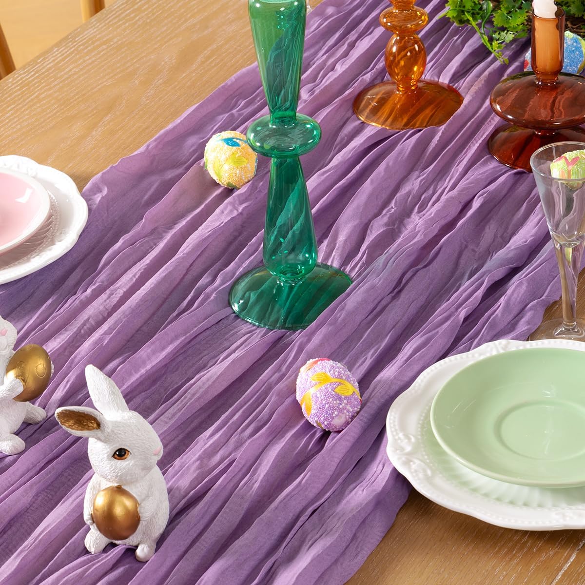 Lavender Purple Cheesecloth Table Runner Fall Table Runner Boho Gauze 120 Inches Cheese Cloth Fall Table Decorations for Thanksgiving Wedding Bridal Baby Shower Birthday Garden Party