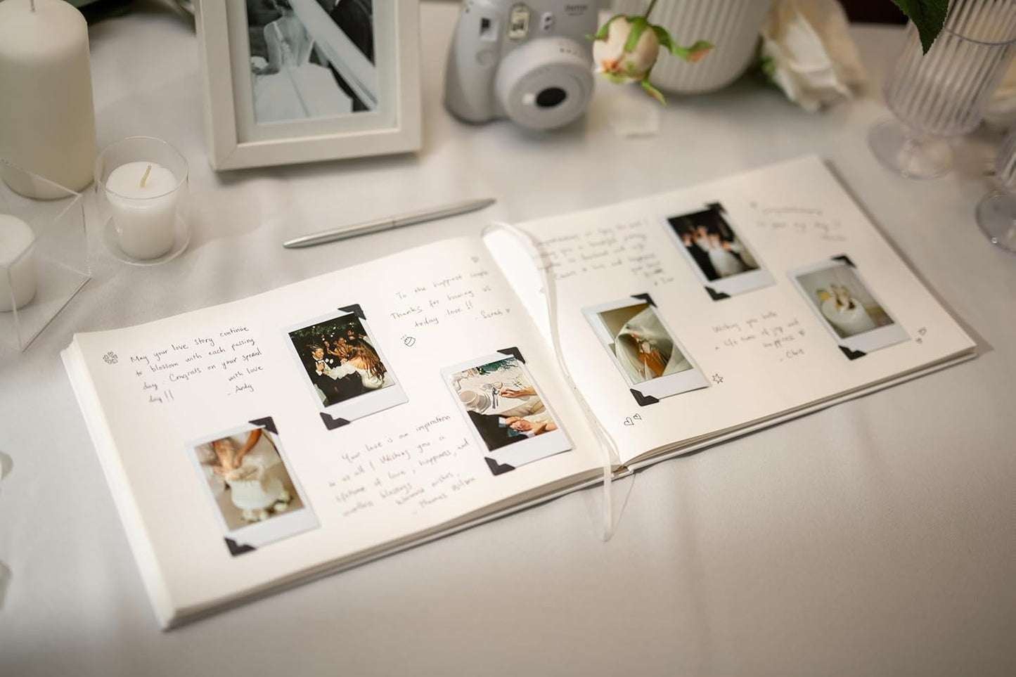 Personalized Guest Book - 11.5" x 8.5" Custom Bride & Groom Names with Bookmark and Hard Cover 140 GSM Blank Pages, for Weddings Guest Book, Engagements, Birthdays, Special Events, Taupe