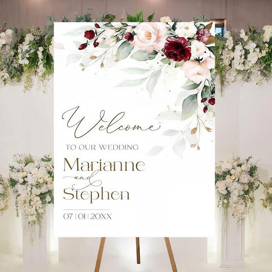 Personalized Welcome To Our Wedding Sign, Wedding Decorations, Flowers Wedding Sign #14, Vesion 14