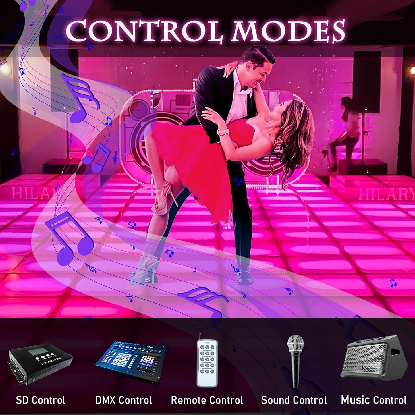 Dance Floor Stage Lights-Tempered Glass with Flight Case - RGB Color Changing Lights for Wedding, Party, Club - Non-Slip (RGB-Magnetic, 20 * 20FT)