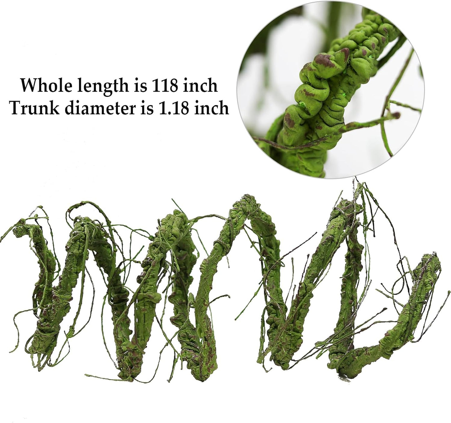 118 inch Big Artificial Green Tree Branches Ivy Grapevine Garland Fake Tree Trunk Wall Door Hanging Plants Twigs Moss for Garden Home Wedding Outdoor Jungle Leaves Room Decoration