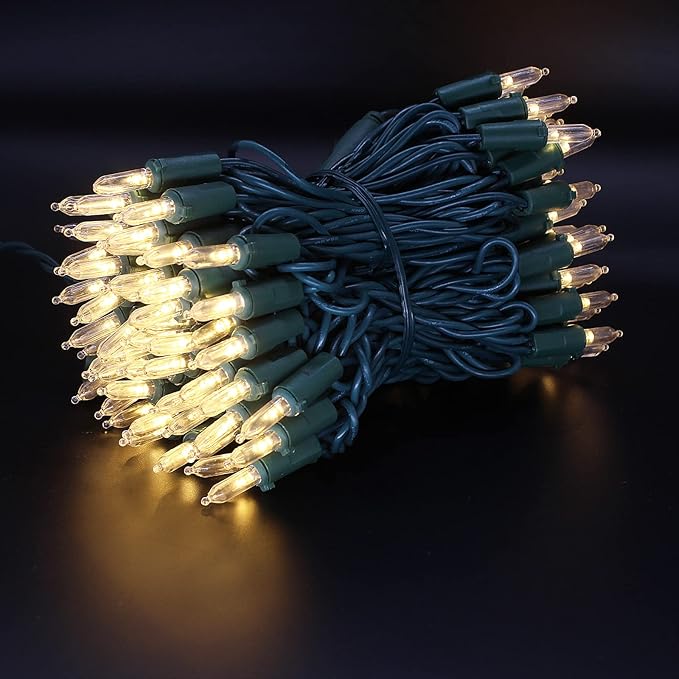 100-Count Warm White LED Christmas String Lights, 35 Ft Green Wire, UL Certified Connectable, Mini Xmas Lights Outdoor or Indoor (Warm White)