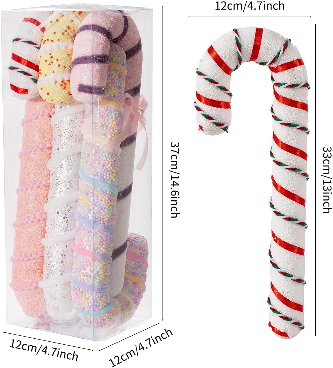 LANGXUN 6pcs Candy Land 2025 Xmas Birthday Party Wedding Suppiles Decoration, Hanging Candy Cane Christmas Tree Décor, Christmas Decorative Hanging Ornaments Crafts