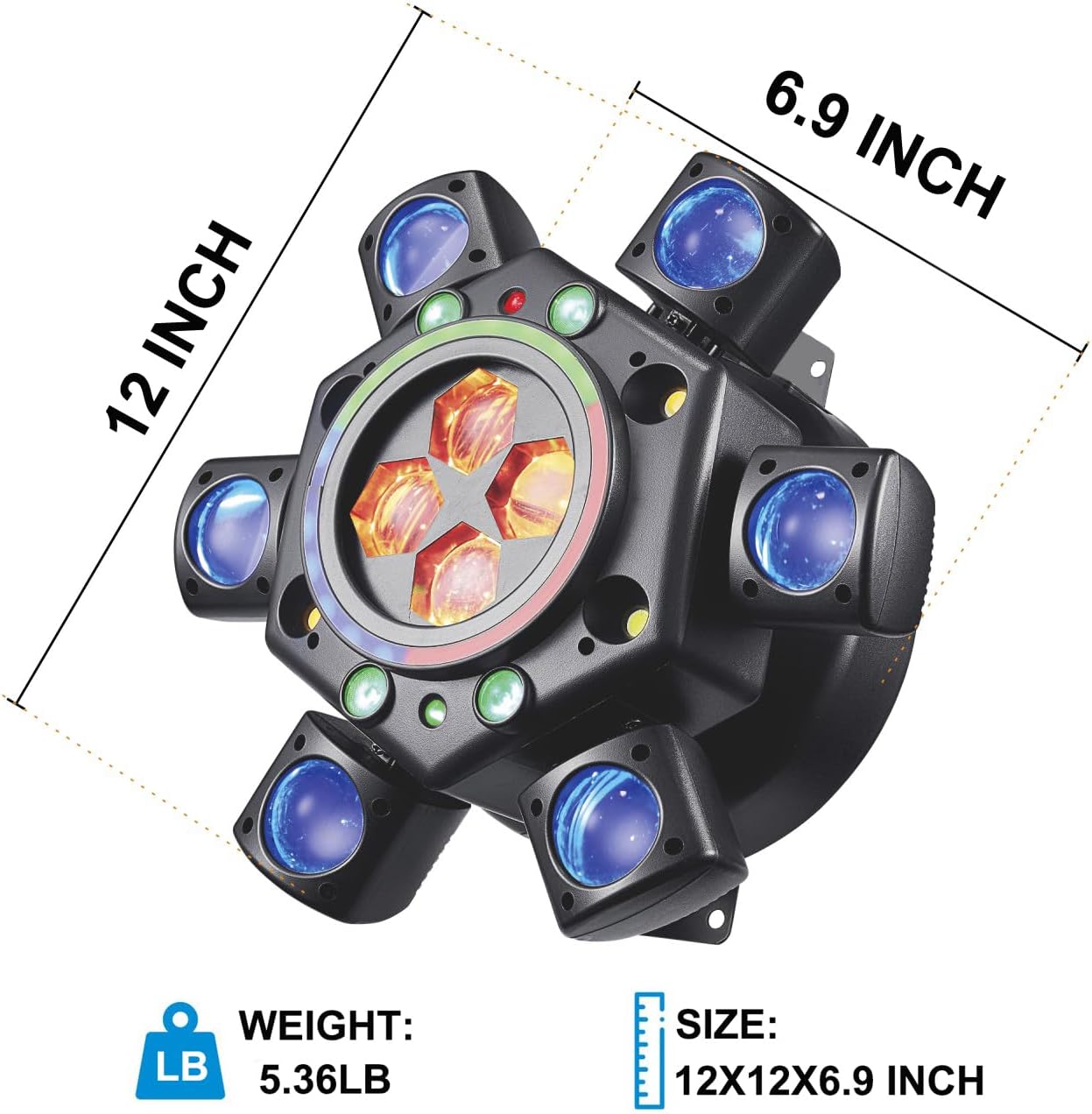 Moving Head Dj Lights for Parties, 180W LED RGBW 6 Arms with Mixed Lighting Effects,DJ Stage Lighting for Party Disco Club Wedding Bar (4)