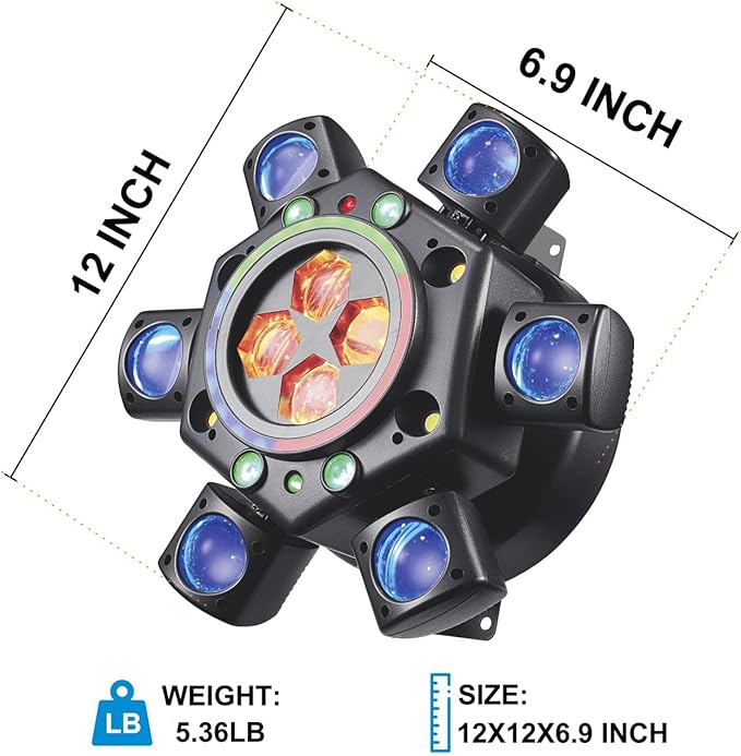Moving Head Dj Lights for Parties, 180W LED RGBW 6 Arms with Mixed Lighting Effects,DJ Stage Lighting for Party Disco Club Wedding Bar (2)
