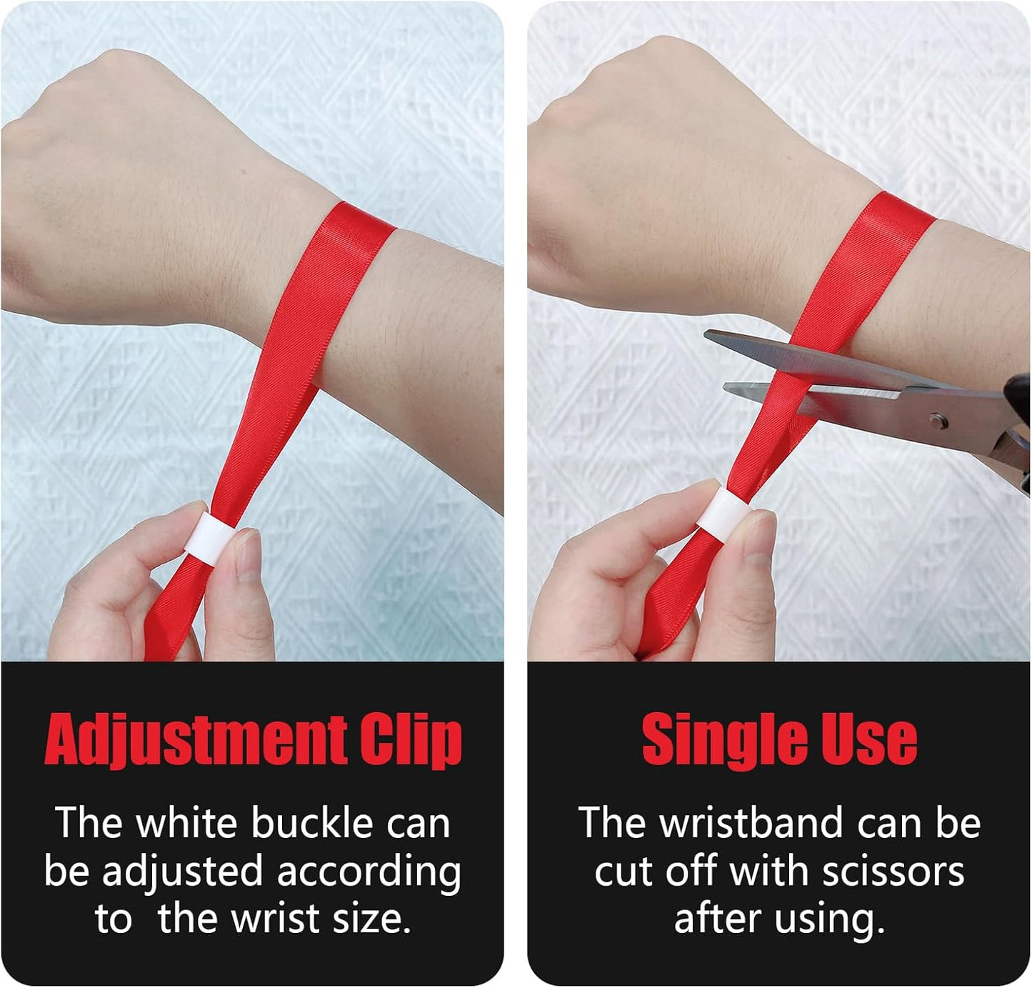 Green-Power America 100 Pcs Cloth Event Wristbands, Event Wristbands, Colored Wrist Bands for Events, for Lightweight Concert Wrist Strap for Activities, Party Bracelets for Events (Color : Red)