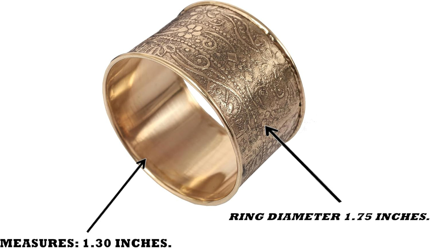 Gorgeous Beautifully Handcrafted Floral Large Size Gold Color Party Dining Table Napkin Holders (Set of 8)