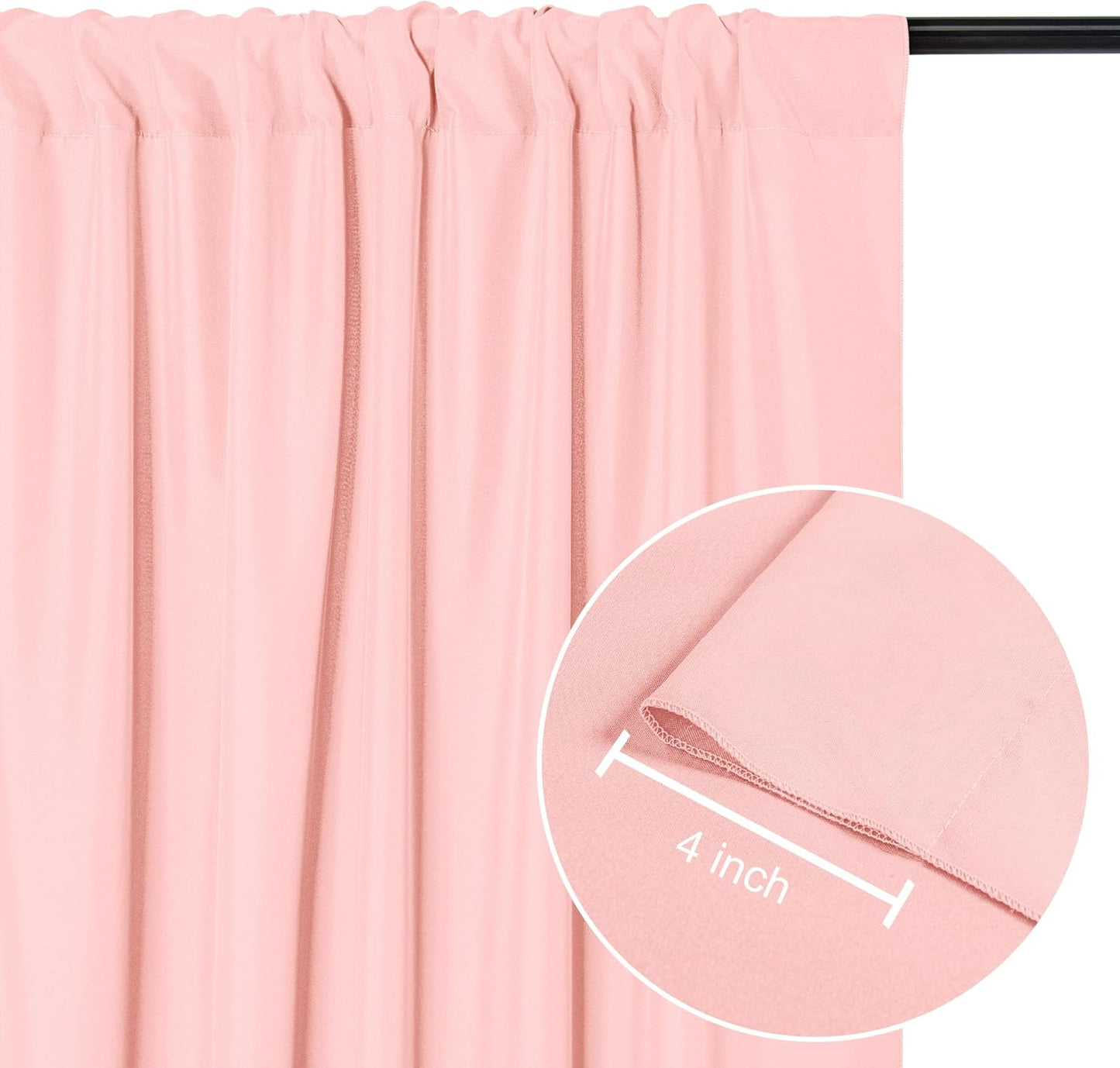 DWCN 10x8 FT Blush Pink Backdrop Curtains for Parties, Photography Backdrop Drapes with Rod Pockets for Wedding Decorations Stage Birthday Family Gatherings, 2 Panels 5ft x 8ft