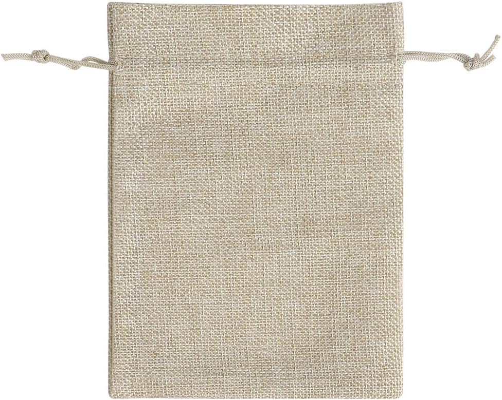 Lucky Monet 25/50/100PCS Burlap Gift Bags Wedding Hessian Jute Bags Linen Jewelry Pouches with Drawstring for Birthday, Party, Wedding Favors, Present, Art and DIY Craft (100Pcs, Cream, 4” x 6”)