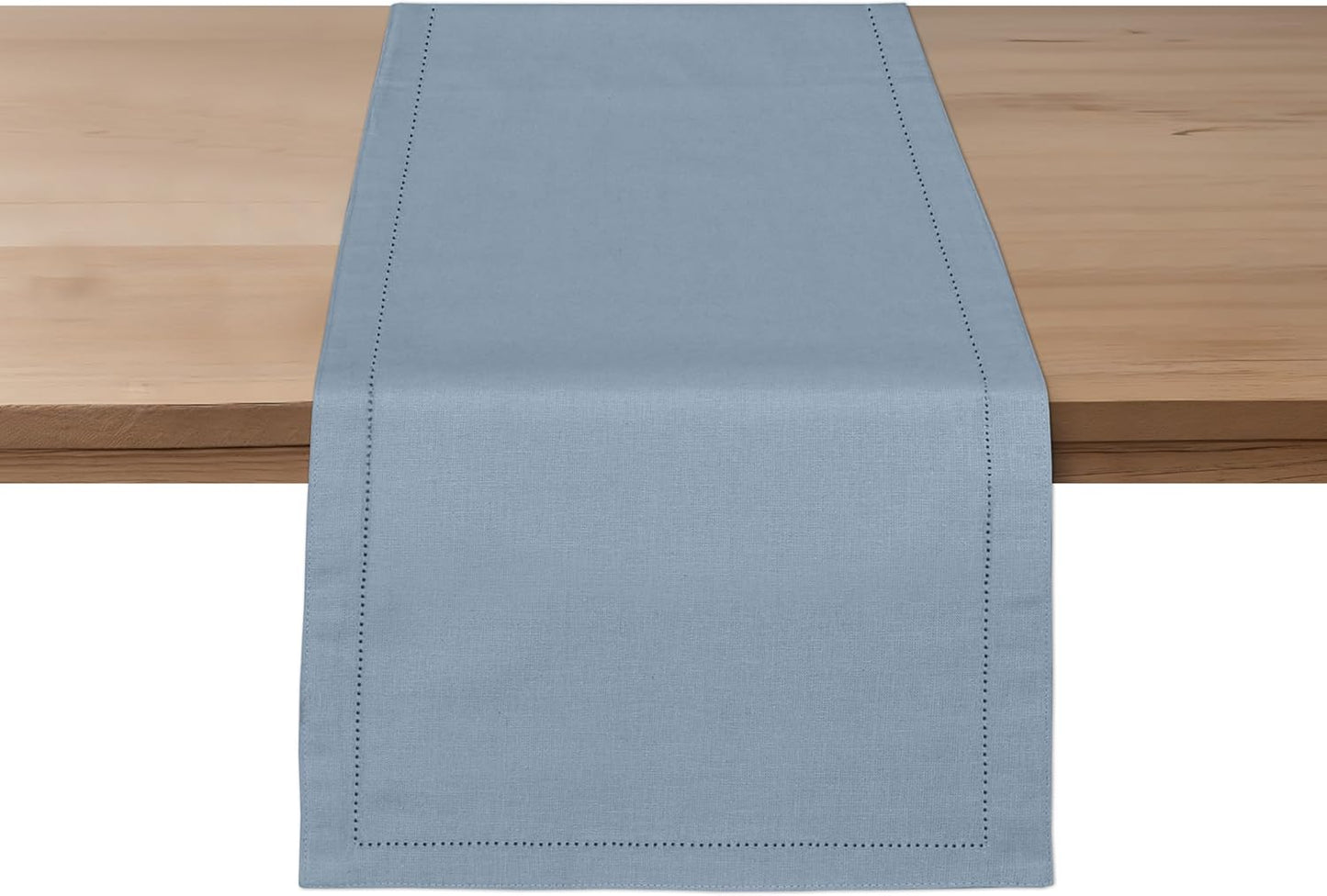 Ruvanti Linen Table Runner 120 Inches, Classic Hemstitch, Washable, Reusable, Non-Slipping, Stain Resistant- Perfect for Parties, Weddings, Dinners, Thanksgiving, Christmas, Indoor use – Grey