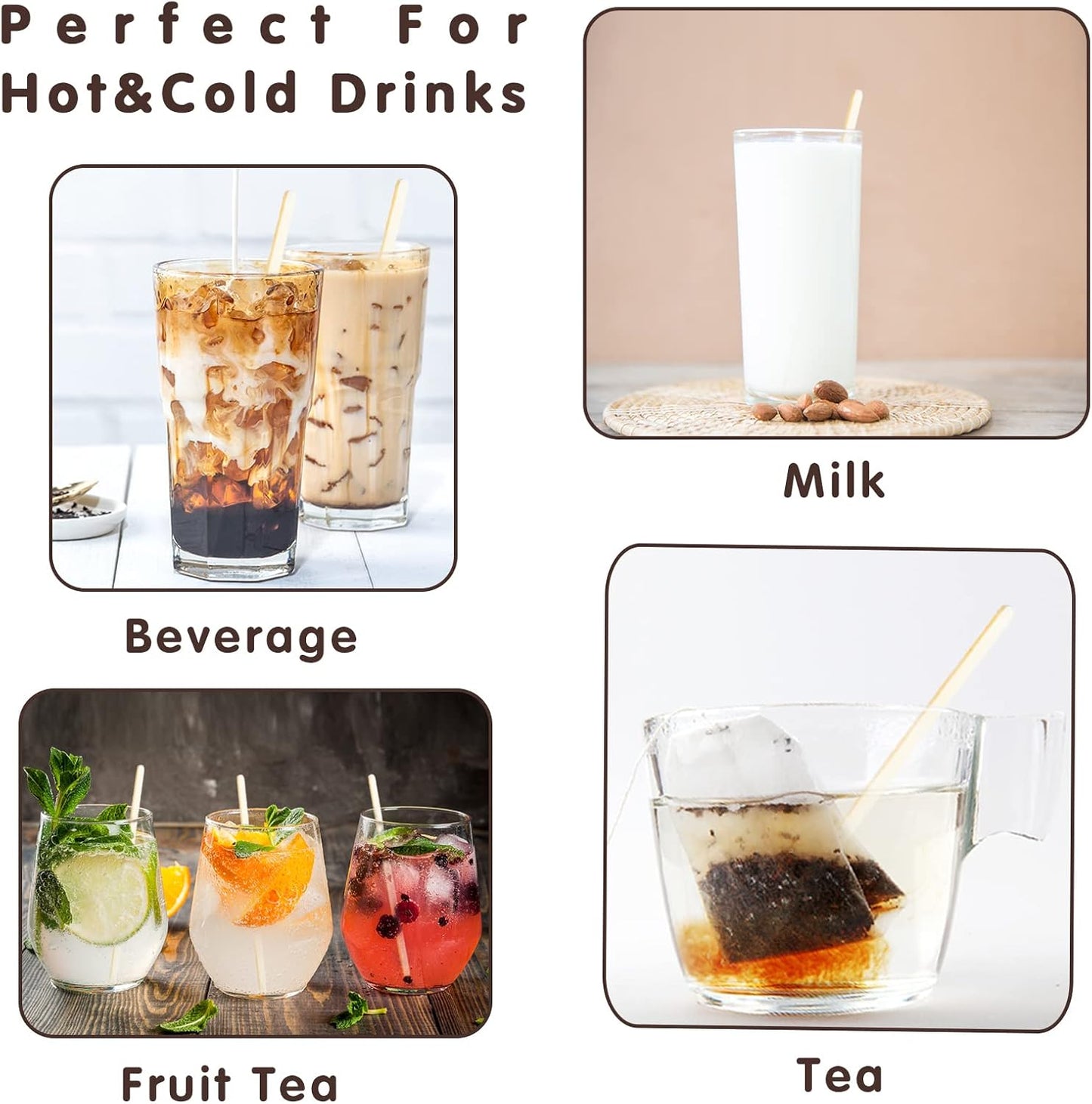 100Pcs Bamboo Coffee Stirrers Individually Wrapped – Coffee Stir Sticks 5.5 Inch, Stir Sticks For Coffee Bar, Disposable Stir Sticks for Coffee and Cocktail