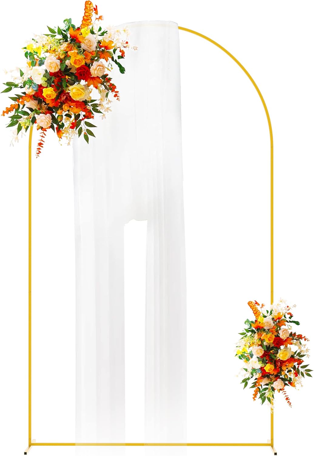 Putros Wedding Arch Stand Gold 8FT Metal Balloon Arched Backdrop Stand for Wedding Ceremony Birthday Party Bridal Baby Shower Decoration