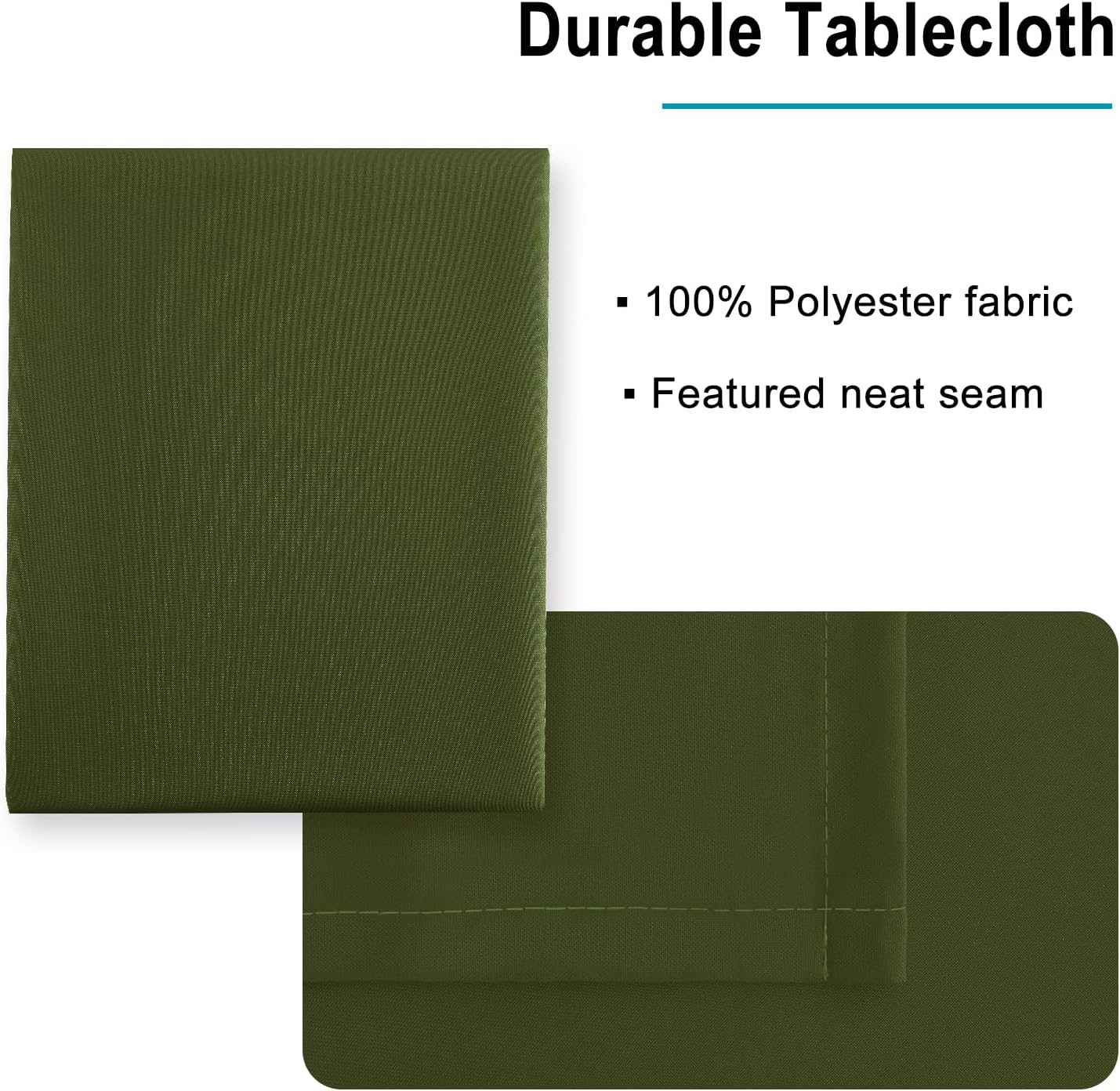 Hiasan Olive Green Rectangle Tablecloth - Waterproof Washable Polyester Christmas Fabric Table Cloth for Buffect Dining Birthday Party Wedding, 54 x 80 Inch
