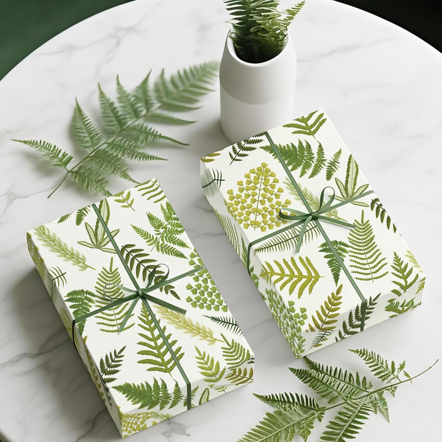 WRAPAHOLIC Fern Wrapping Paper Roll - Mini Roll - 17 Inch x 33 Feet - Woodland Fern Botanical Wrapping Paper Perfect for Birthday, Wedding, Baby Shower