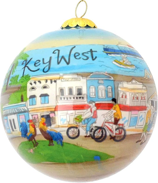 Hand Painted Christmas Ornament, Blown Glass, Hanging Tree Ornament, Holiday Decor, Key West