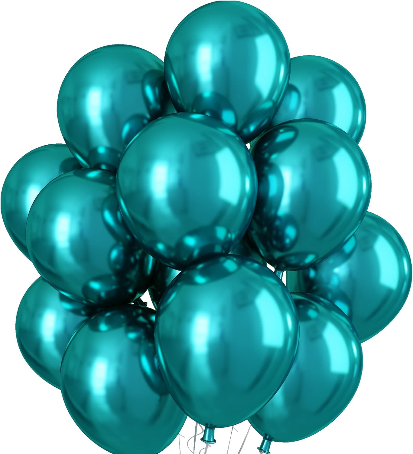 Chrome Teal Balloons, Double Stuffed Metallic Turquoise Balloons 12 Inch, Shiny Thick Chrome Metallic Dark Teal Blue Latex Helium Balloon for Christmas Birthday Wedding Graduation Party Decorations