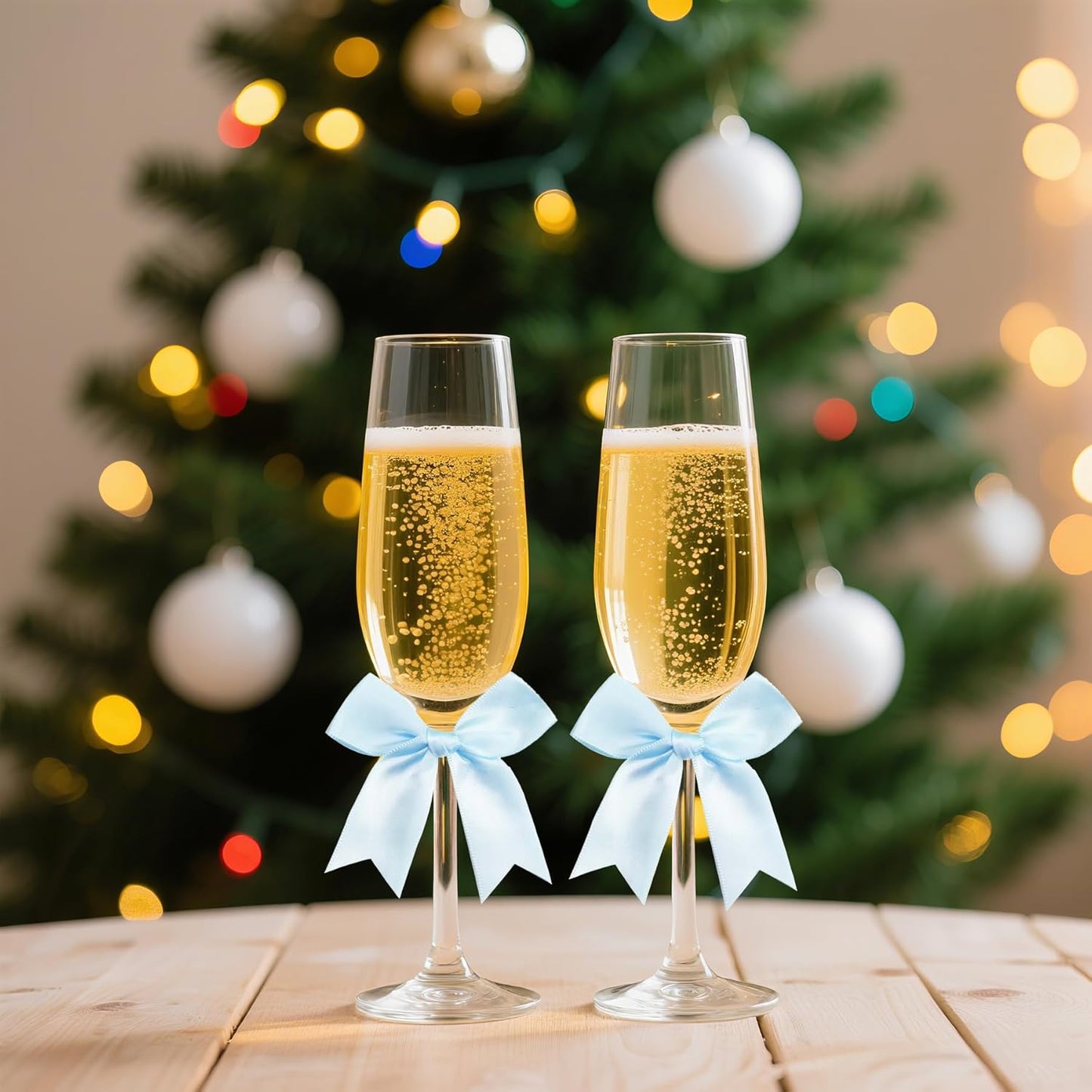 50 Pieces Gift Wrap Bows Premium Satin Ribbon Bows 3.3 Inch Craft Bows for Gift Wrapping DIY Treat Bags Holiday Gifts Bag Party Decorations, Wedding Decor Christmas Birthday Presents (Light Blue)