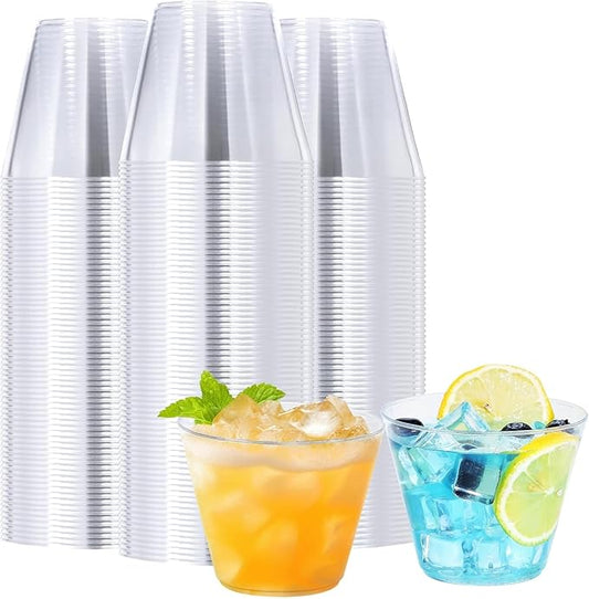 300 Pack 9 oz Clear Disposable Plastic Cups, Clear Plastic Cups Tumblers Cocktail Glasses, Disposable For Holiday, Wedding, Party