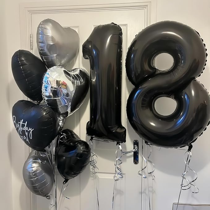 Black 2 Balloon Number,40 Inch Number 2 Balloon Large Black 2 Foil Mylar Helium Balloon for Birthday Party Decorations