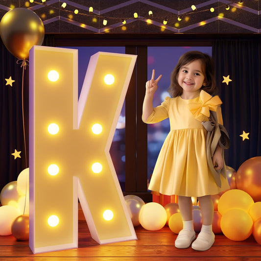Marquee Letters 3 Feet Tall Large Light Up Letters K Happy Birthday Decorations Marry Me Engagement Party Decor Yellow Light Birthday Decorations Balloon Arch Kit Foam Sign K