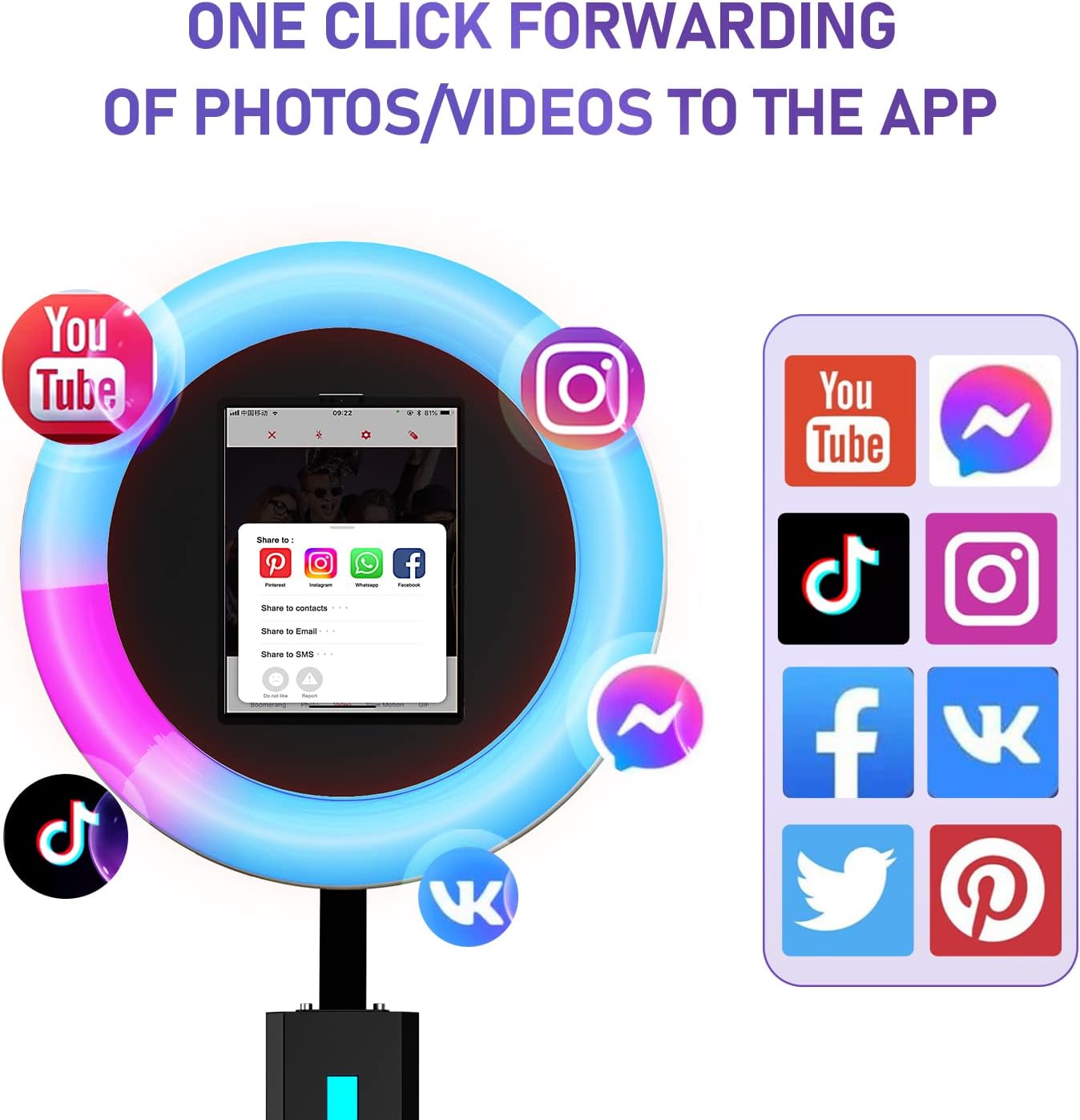 HARZHI Portable Photo Booth Compatible with Ipad 12.9in 10.9in 10.2in,for Ipad Photo Booth Shell Stand Stand Provide Chacktok PhotoBooth Software for Party and Wedding, Flight Case