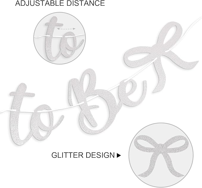 Bride to Be Banner, White Bride to Be with Bow Glitter Bachelorette Bridal Party Banner BRIDE TO BE Sign for White Bachelorette Bridal Shower Wedding Engagement Hen Party Decorations