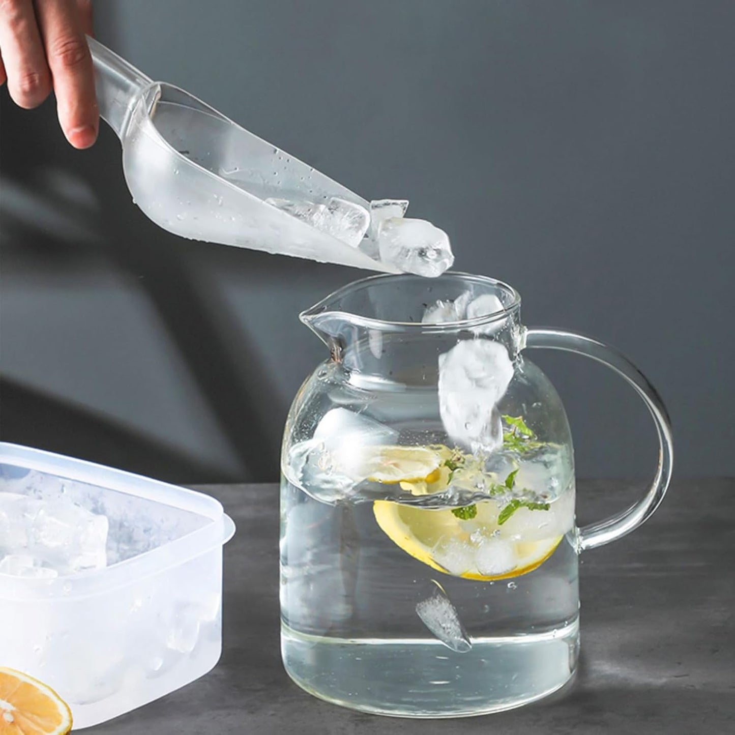 3PCS Clear Plastic Ice Scoop, 12 ounces Alec Ice Scoop, Kitchen Scoop for Ice Bucket Ice, Popcorn, Coffee Beans, Flour (12 oz.)