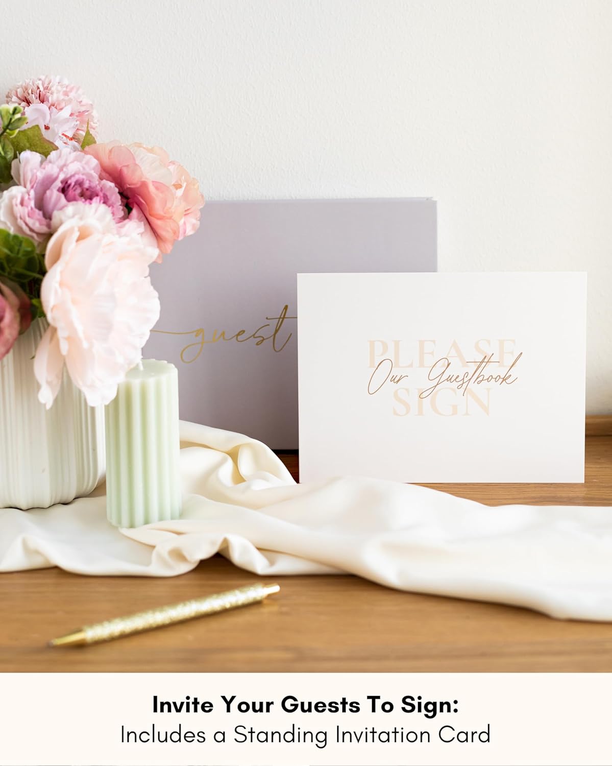 Lamare Blank Page Wedding Guest Book – Polaroid Guest Book for Wedding Reception, Baby Shower, Birthday, Bridal Shower and Special Event Guestbook – A Stylish Sign in Book for Party