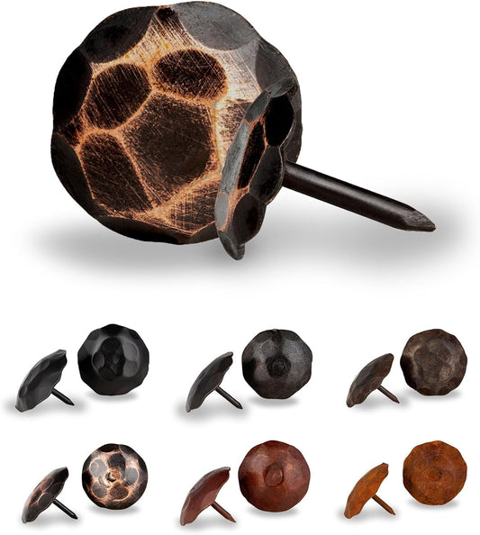 50 Pack 0.75" Round Head Iron Clavos Decorative Nails – Oil Rubbed Bronze – Handmade Rustic Round Fasteners for Farmhouse Shutters, Faux Wood, Barn Doors, Shutters, Gates – Ornamental Wood Accent