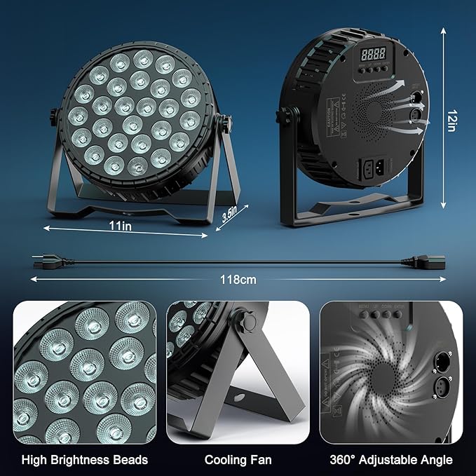 LED Par Light RGBW 4in1 160W 27Leds Stage Lights Remote & DMX Controlled Sound Activated Auto Play 8/4 Channel Uplights for Events Wedding Halloween Birthday Party Dance Stage Lighting (4 Packs)