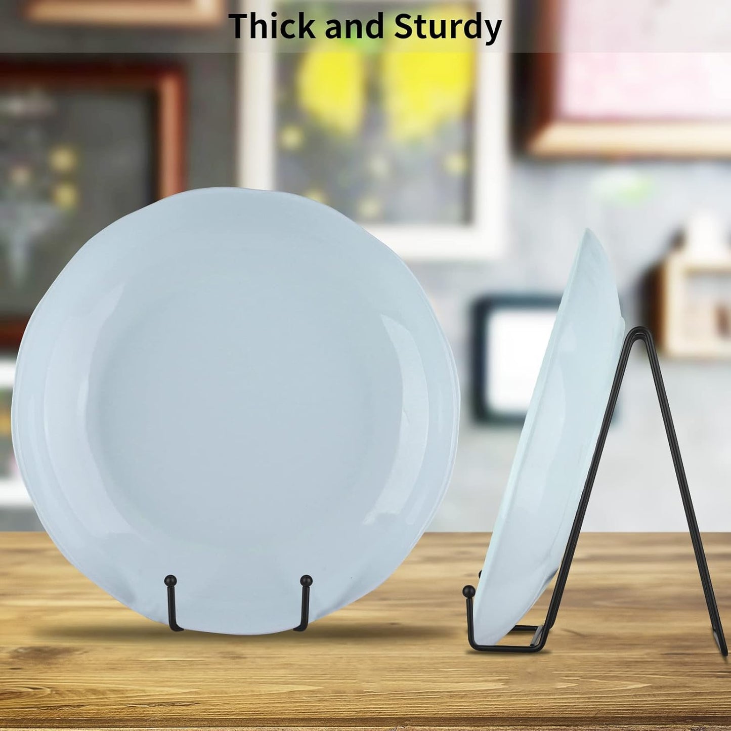 IBosins 5 Pack 8 Inch Plate Holder Display Stands, Large Metal Black Frame Stand for Picture, Book, Photo Easel, Creation, Collectibles