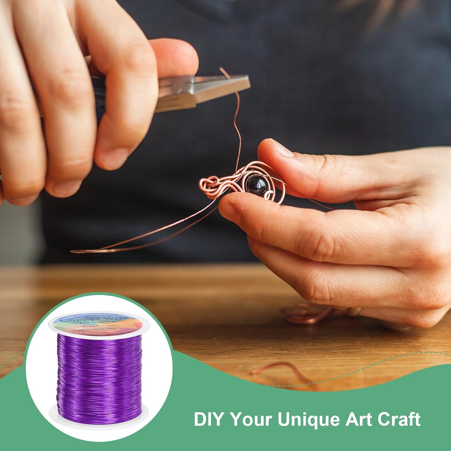 0.4mm Jewelry Wire, 26 Gauge 328FT Craft Wire Copper Beading Wire for Jewelry Making/Planting/Weaving/DIY Crafting, Soft Metal Wires [100M, Purple]