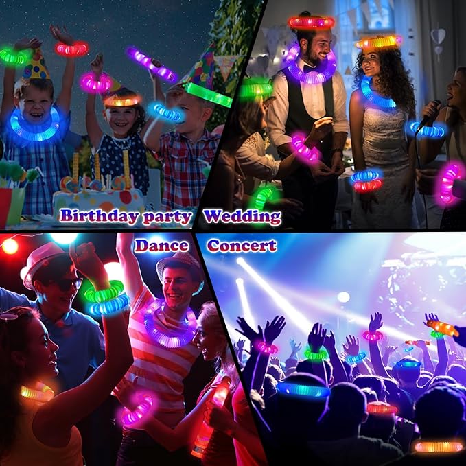 Glow Sticks Bulk Party Favor Supplies for Kids 48 PCS,Glow in Dark Bracelet Necklace Accessories for Birthday Wedding Parade Throw,Valentines Mardi Gras Handout Giveaways Prizes for Toddler Boys Girls