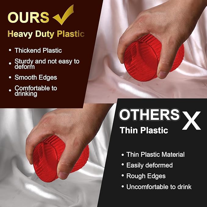 40 Pack Plastic Ribbed Wine Glasses, 14Oz Origami Disposable Wine Glasses Unbreakable Clear Plastic Cocktail Glasses Recyclable Shatterproof Reusable Wine Cups (14oz-red-40pack)