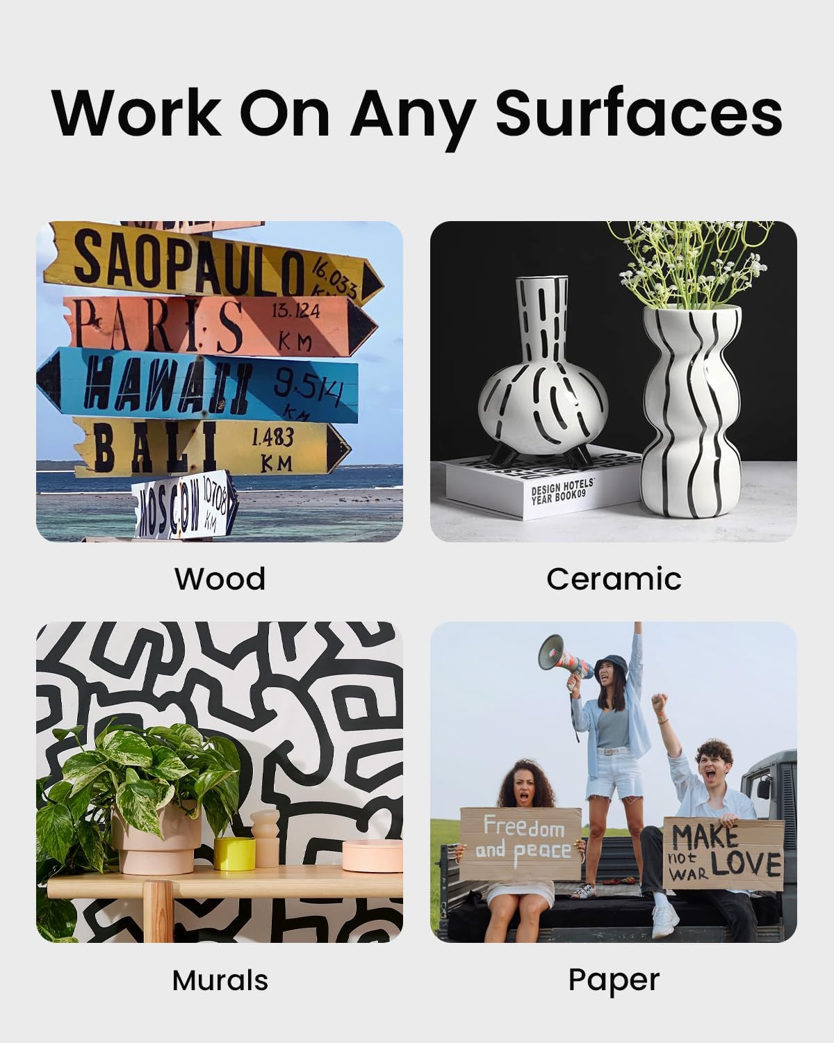 3 Pcs Black Jumbo Permanent Markers: 15mm Wide Tip Thick Acrylic Paint Pen Large Calligraphy Marker for Rock Painting, Poster, Sign, Canvas, Glass, Wood, Ceramic