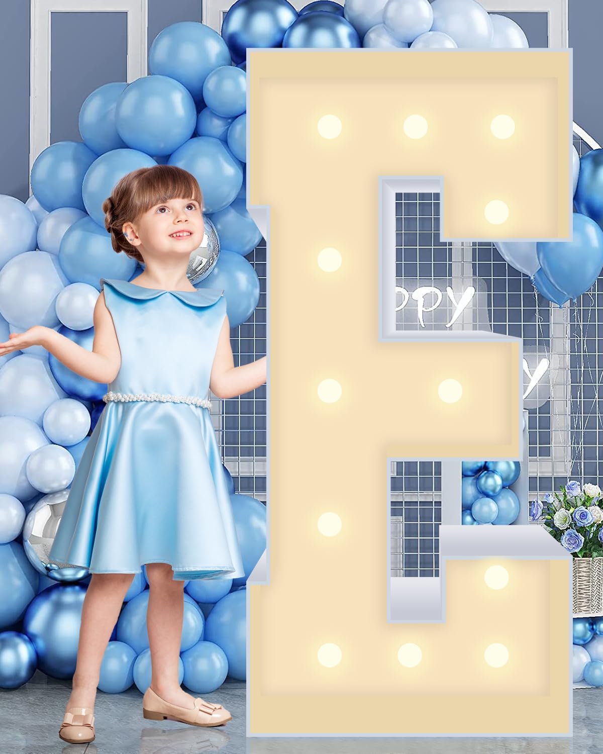 4FT Marquee Plastic Letters E - Light up Letters E Are Made from Corrugated Plastic Board - Quick Assembly Without Tools, Disassembled Components Can Be Used for Garage Sale Signs, Yard Sale Signs