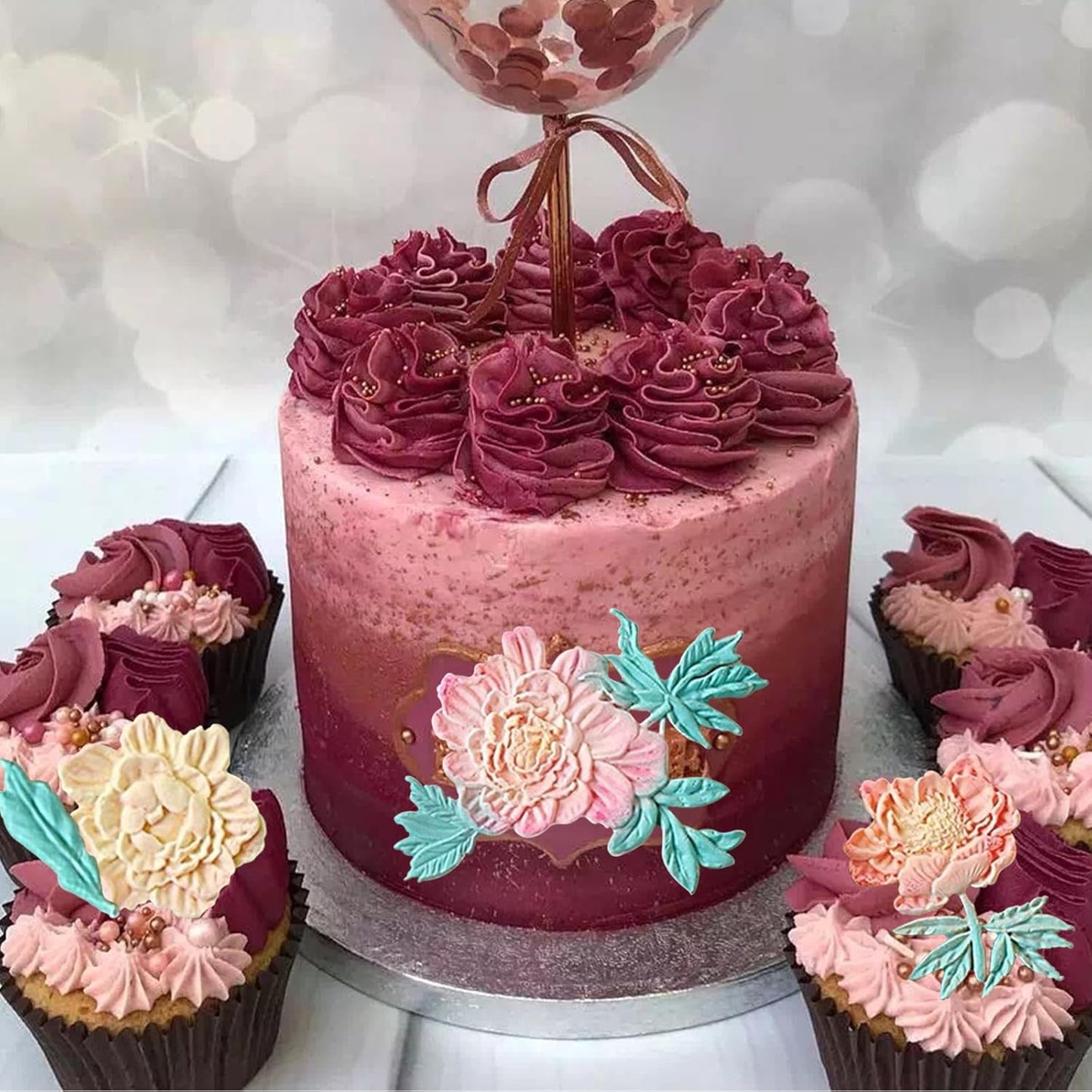 Rose Fondant Molds, Peony Kitchen Baking Silicone Mold, Leaf Chocolate Mold, for Cake Decoration, Flower Paste, Mousse, Jelly, Pudding, Butter, Chewing Gum, Epoxy Resin, Clay